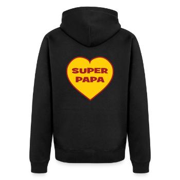 SUPER DAD - Unisex Premium Organic Zip Hoodie - black - Back - Nico (187cm)