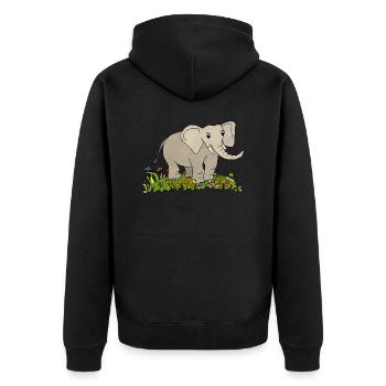Elefant - Unisex Premium Bio Zip Hoodie - Schwarz - Hinten - Nico (187cm)