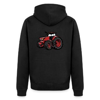 Neuer Roter Traktor - Unisex Premium Bio Zip Hoodie - Schwarz - Hinten - Nico (187cm)