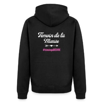 Trauzeuge der Braut - passendes T-Shirt - Unisex Premium Bio Zip Hoodie - Schwarz - Hinten - Nico (187cm)