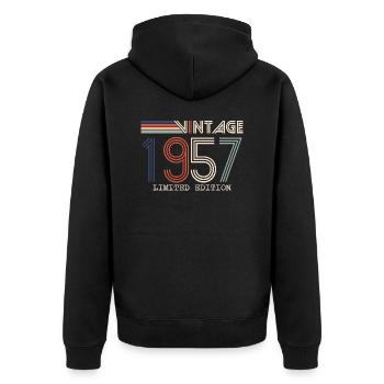 Vintage 1957 Cadeau Anniversaire - Millésime 1957 - Veste à capuche bio Premium Unisexe - noir - Dos - Nico (187cm)