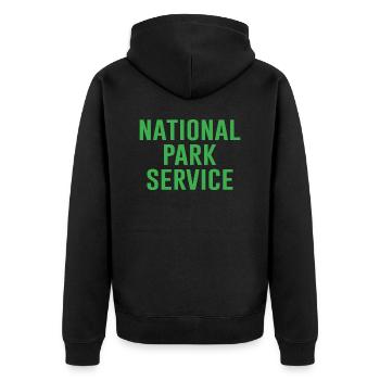 Nationalpark Service Coole Sprüche Pfadfinder - Unisex Premium Bio Zip Hoodie - Schwarz - Hinten - Nico (187cm)