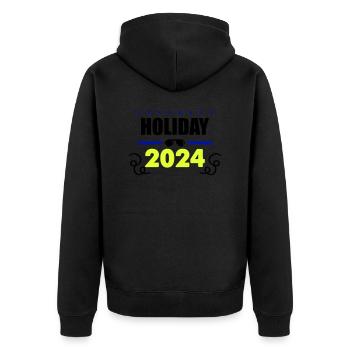 holiday 2024 - Unisex Premium Bio Zip Hoodie - Schwarz - Hinten - Nico (187cm)