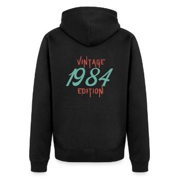 Jahrgang 1984 Ausgabe - Unisex Premium Bio Zip Hoodie - Schwarz - Hinten - Nico (187cm)