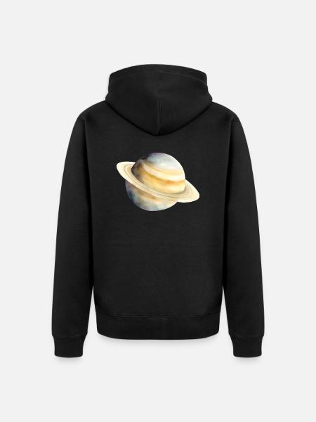 Saturn - Unisex Premium Organic Zip Hoodie - black