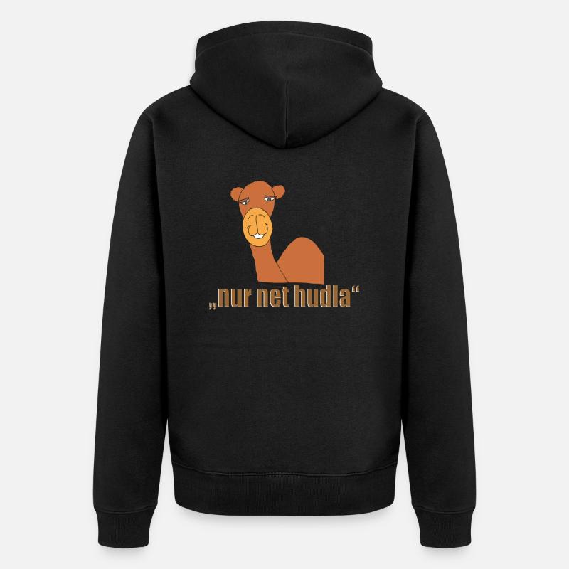 kamel schwäbisch - Unisex Premium Bio Zip Hoodie - Schwarz