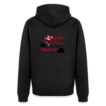 Träume dein Leben - Unisex Premium Bio Zip Hoodie - Schwarz - Hinten - Nico (187cm)