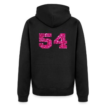 Number 54 Pink Glitter - 54th Anniversary - Unisex Premium Organic Zip Hoodie - black - Back - Nico (187cm)