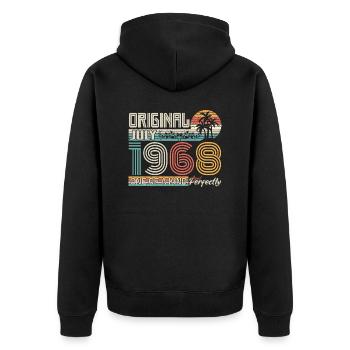Juli 1968 Geburtstag Juli 1968 Geschenk - Unisex Premium Bio Zip Hoodie - Schwarz - Hinten - Nico (187cm)