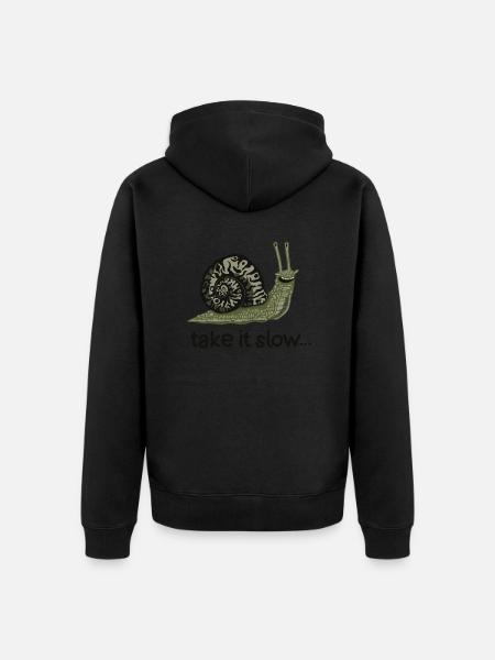 Schneck (Take it slow) - Unisex Premium Organic Zip Hoodie - black