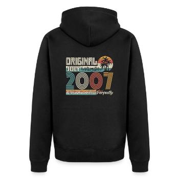 Juli 2007 Geburtstag Juli 2007 Geschenk - Unisex Premium Bio Zip Hoodie - Schwarz - Hinten - Nico (187cm)
