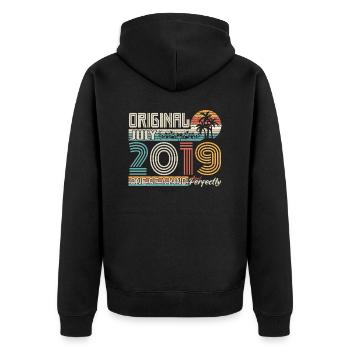 Juli 2019 Geburtstag Juli 2019 Geschenk - Unisex Premium Bio Zip Hoodie - Schwarz - Hinten - Nico (187cm)