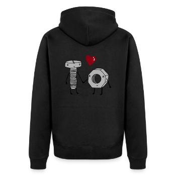 Boulon et écrou amoureux - Veste à capuche bio Premium Unisexe - noir - Dos - Nico (187cm)