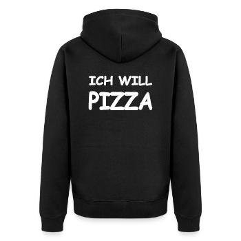 Pizza - Unisex Premium Bio Zip Hoodie - Schwarz - Hinten - Nico (187cm)