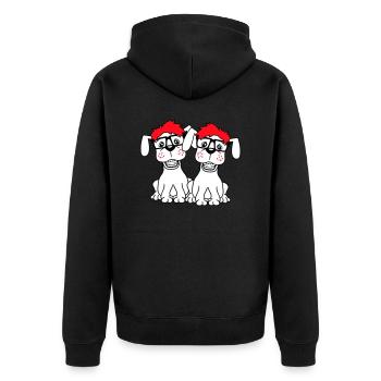 2 Dogs Nerd Horn-Rimmed Glasses Geek Braces Smart - Unisex Premium Organic Zip Hoodie - black - Back - Nico (187cm)