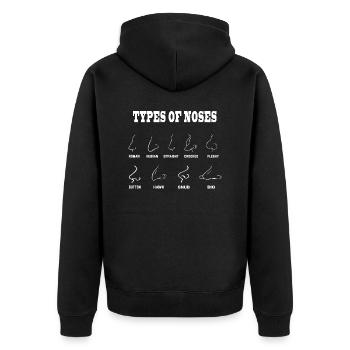 Arten von Nasen Vintage Nasenformen - Unisex Premium Bio Zip Hoodie - Schwarz - Hinten - Nico (187cm)