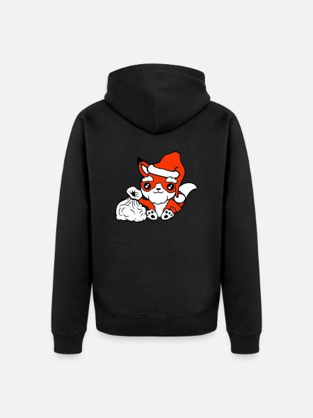 Fuchs Rotfuchs Weihnachtsmann Weihnachten Geschenk - Unisex Premium Bio Zip Hoodie - Schwarz