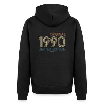 Vintage Limited Edition 1990 Year of Birth - Unisex Premium Organic Zip Hoodie - black - Back - Nico (187cm)