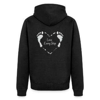 Walking Barefoot This Is My Gear Nature - Unisex Premium Bio Zip Hoodie - Schwarz - Hinten - Nico (187cm)