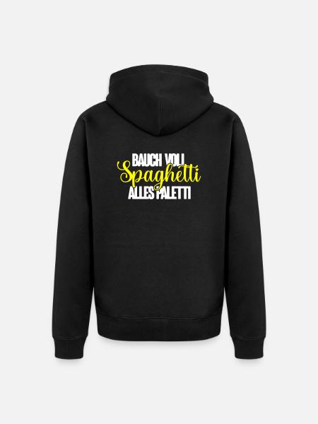 Bauch voll Spaghetti alles paletti - Unisex Premium Bio Zip Hoodie - Schwarz