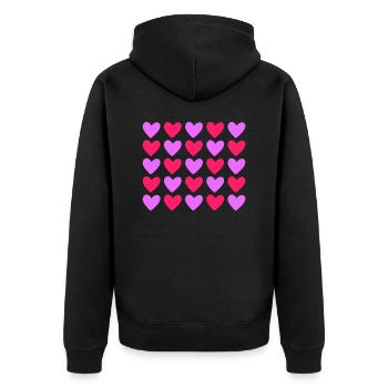 Herzen Bunt Liebe Herz - Unisex Premium Bio Zip Hoodie - Schwarz - Hinten - Nico (187cm)