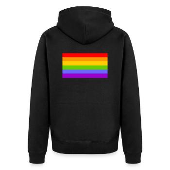 Rainbow flag - Gay - Lesbian - Unisex Premium Organic Zip Hoodie - black - Back - Nico (187cm)