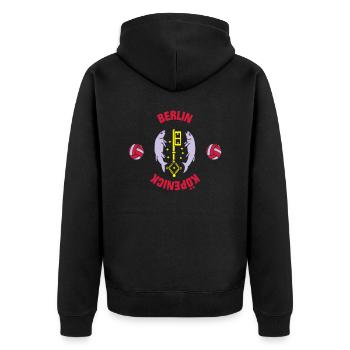 Berlin Köpenick (ID: 001013) - Unisex Premium Bio Zip Hoodie - Schwarz - Hinten - Nico (187cm)