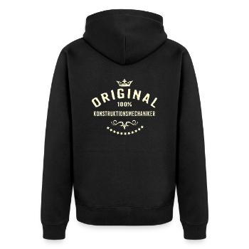 Original 100 Prozent Konstruktionsmechaniker - - Unisex Premium Bio Zip Hoodie - Schwarz - Hinten - Nico (187cm)