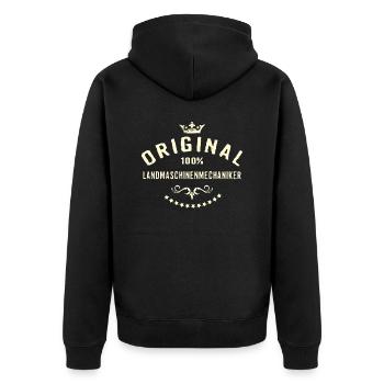 Original 100 Prozent Landmaschinenmechaniker - - Unisex Premium Bio Zip Hoodie - Schwarz - Hinten - Nico (187cm)