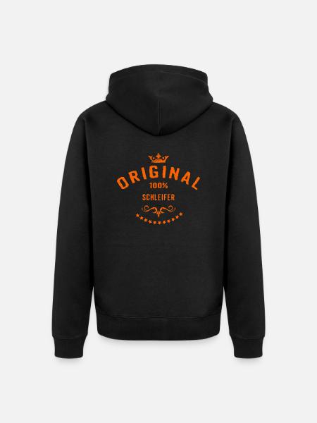Original 100 Prozent Schleifer - RAHMENLOS Beruf - Unisex Premium Bio Zip Hoodie - Schwarz