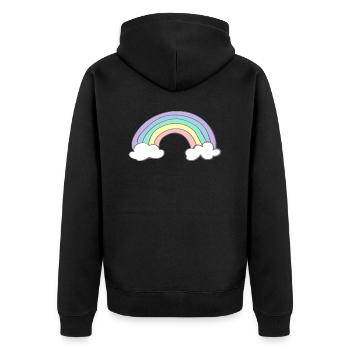 Regenbogen - Unisex Premium Bio Zip Hoodie - Schwarz - Hinten - Nico (187cm)