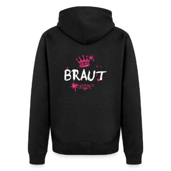 Braut - Unisex Premium Bio Zip Hoodie - Schwarz - Hinten - Nico (187cm)