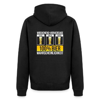 Bier Beerpong Saufen Bierkrug Vorhersage - Unisex Premium Bio Zip Hoodie - Schwarz - Hinten - Nico (187cm)