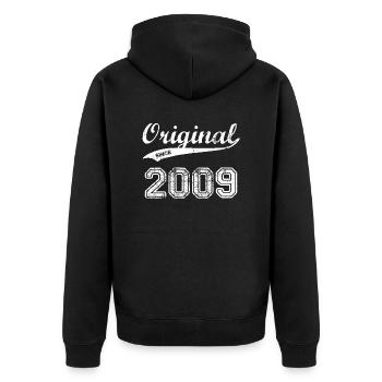 2009 - Unisex Premium Bio Zip Hoodie - Schwarz - Hinten - Nico (187cm)