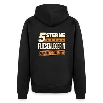 Fliesenlegerin Plattenlegerin Fliesen Geschenk - Unisex Premium Bio Zip Hoodie - Schwarz - Hinten - Nico (187cm)