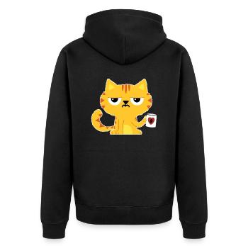 Cat - cat of coffee - drinking coffee caffeine - Unisex Premium Organic Zip Hoodie - black - Back - Nico (187cm)
