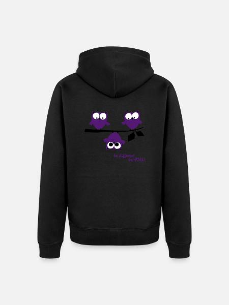 Eulen, lustig, be different, Vogel - Veste à capuche bio Premium Unisexe - noir