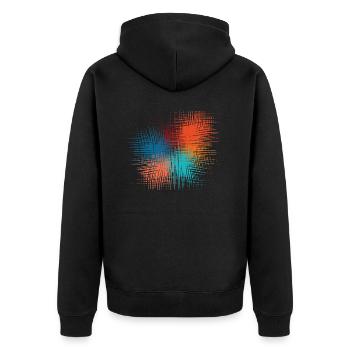 modernes Muster bunt - Unisex Premium Bio Zip Hoodie - Schwarz - Hinten - Nico (187cm)