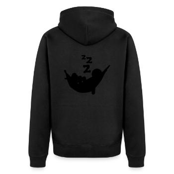 hammock sleep snore nap character - Unisex Premium Organic Zip Hoodie - black - Back - Nico (187cm)