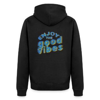 Good Vibes (lettering) 02 - Unisex Premium Organic Zip Hoodie - black - Back - Nico (187cm)