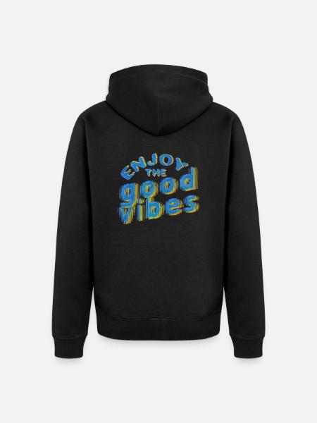 Good Vibes (lettering) 02 - Unisex Premium Organic Zip Hoodie - black