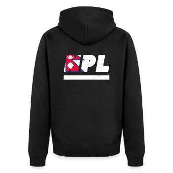 Nepal Fahne Flagge NPL - Unisex Premium Bio Zip Hoodie - Schwarz - Hinten - Nico (187cm)