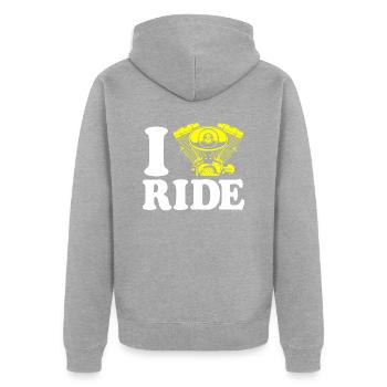 biker - Unisex Premium Organic Zip Hoodie - heather grey - Back - Nico (187cm)