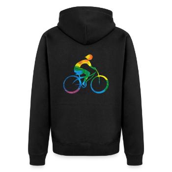 Cyclist - Unisex Premium Organic Zip Hoodie - black - Back - Nico (187cm)