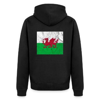 Drapeau du Pays de Galles Vintage - Veste à capuche bio Premium Unisexe - noir - Dos - Nico (187cm)