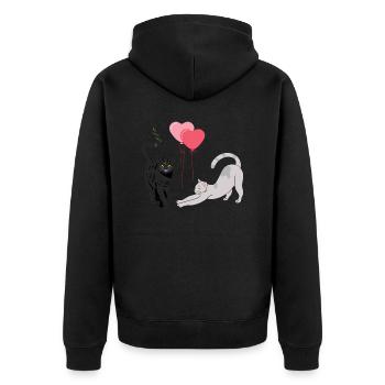 Balloon cats - Unisex Premium Organic Zip Hoodie - black - Back - Nico (187cm)