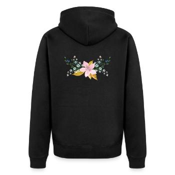 Blume - Unisex Premium Bio Zip Hoodie - Schwarz - Hinten - Nico (187cm)