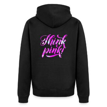 Breast cancer - Unisex Premium Organic Zip Hoodie - black - Back - Nico (187cm)