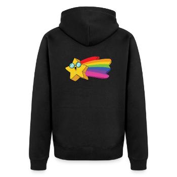 Stern Regenbogen - Unisex Premium Bio Zip Hoodie - Schwarz - Hinten - Nico (187cm)