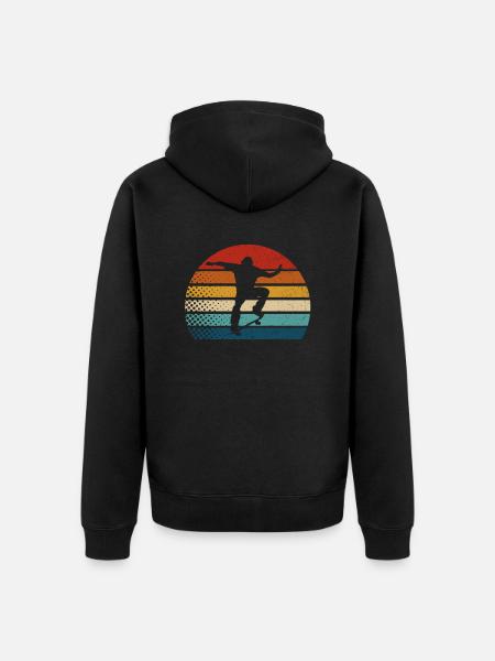 Skateboarder Skateboard Skate Skater Retro Skate - Premium økologisk unisex-hættejakke - sort